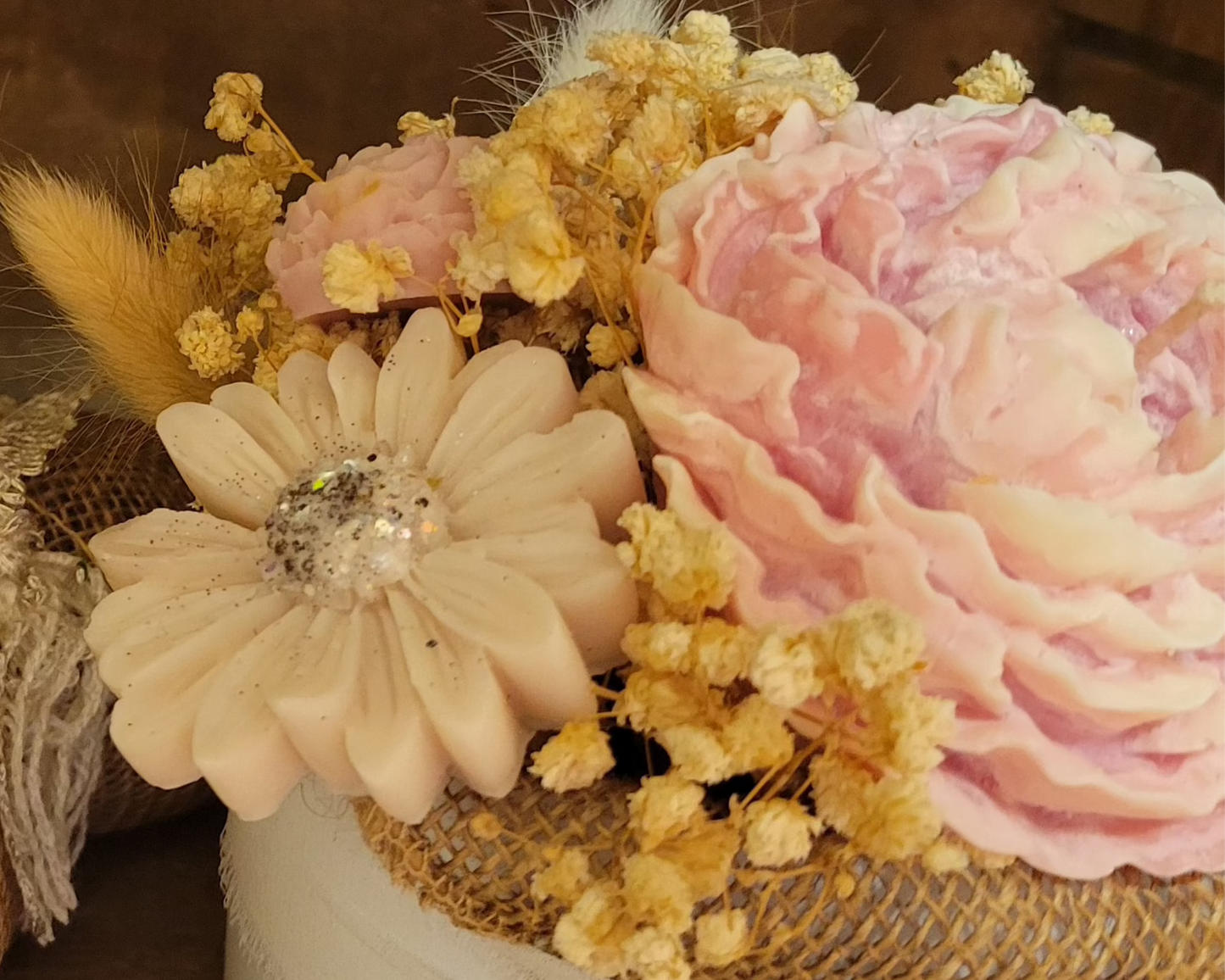Wax floral arrangements